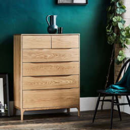 Ercol Rimini 6 Drawer Cabinet - 6 Drawer Tall Wide Chest Clear Matt - thumbnail 2