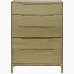 Ercol Rimini 6 Drawer Cabinet - 6 Drawer Tall Wide Chest Clear Matt