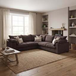 Lennox Large Corner Sofa - 2 Corner 2 Group - Greenock Wheat Option / Walnut Feet - thumbnail 2