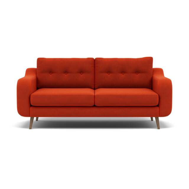 Phoebe 3 Seater Sofa - Large Sofa Standard Back Grade B - Plush Velvet Paprika / Weathered Oak - image 1