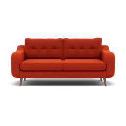 Phoebe 3 Seater Sofa - Large Sofa Standard Back Grade B - Plush Velvet Paprika / Weathered Oak - thumbnail 1