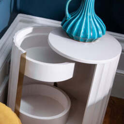 Saskia Bedside Cabinet - Bedside (Left) Soft Grey Painted / Brass - Left Hand - thumbnail 3
