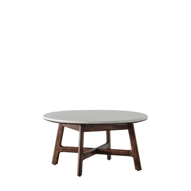 Barcelona Round Coffee Table - Round Coffee Table Dark Wood / Marble - image 1