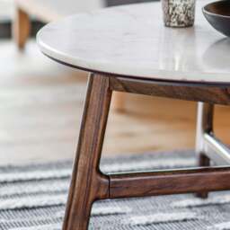 Barcelona Round Coffee Table - Round Coffee Table Dark Wood / Marble - thumbnail 3