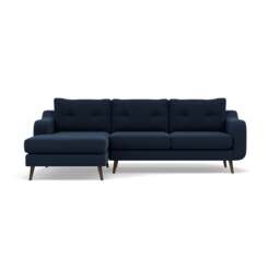 Phoebe Large Chaise Sofa - Large Chaise Sofa LHF Standard Back Grade B - Left Hand Facing - Plush Velvet Indigo / American Walnut - thumbnail 1