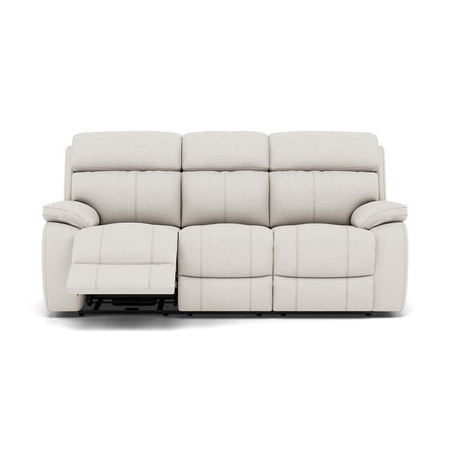 Galaxy 3 Seater Recliner Sofa - 3 Seater Sofa 2 Power Recliners Cat 25S - Power Recliner with USB - NCS-744D STAR WHITE - image 1
