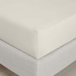 Bianca Percale Cream Fitted Bed Sheet - 200TC Percale Natural Single Fitted Sheet - Single - thumbnail 2