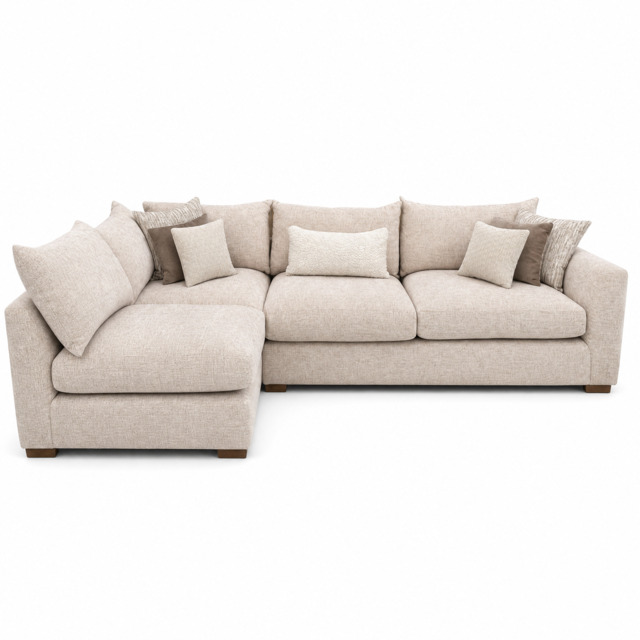 Alessia Corner Sofa - Combi Unit RHF Tabby Promotional Fabric - Right Hand Facing - Walnut Feet / Tabby Linen - image 1