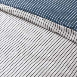 Catherine Lansfield Oxford Pinestripe Navy Duvet Set - DISC Oxford Pinestripe Navy Duvet Set Super King - thumbnail 4