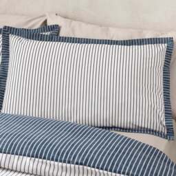 Catherine Lansfield Oxford Pinestripe Navy Duvet Set - DISC Oxford Pinestripe Navy Duvet Set Super King - thumbnail 3