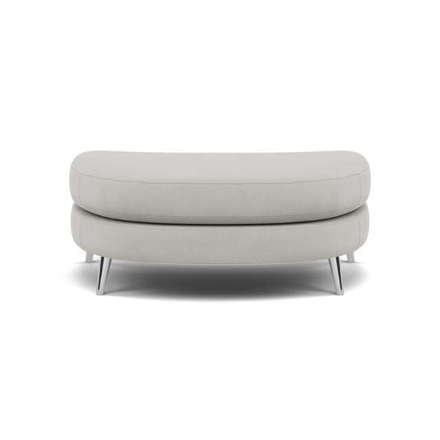 Phoebe Oval Footstool - Oval Cuddler Stool Grade B - Plush Velvet Silver / Chrome - image 1