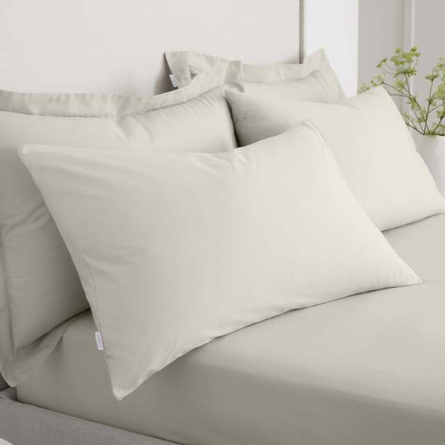 Bianca Percale Cream Standard Pillowcase Pair - 200TC Percale Natural Std Pillowcase Pair - image 1