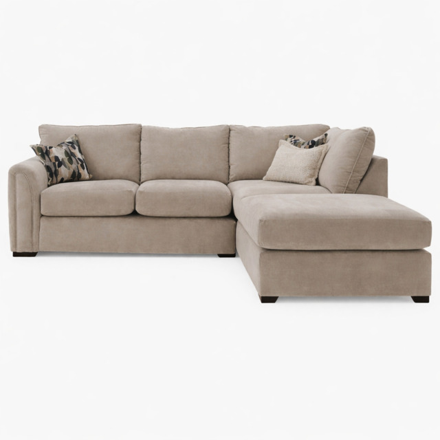 Amour Corner Sofa - Corner Group with Stool Chaise Right Grade A - Right Hand Facing - Pillow Back / Kingston Mustard / Walnut feet - image 1