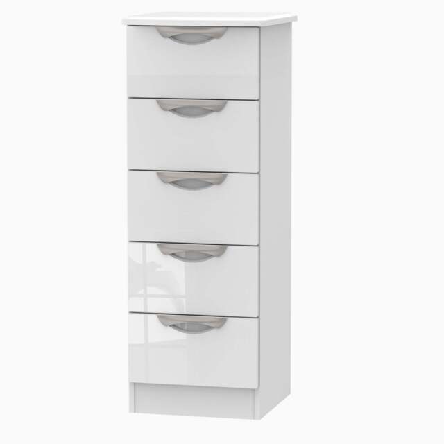 Colton 5 Drawer Tallboy - 5 Drawer Tallboy - WGW - White Gloss & White - image 1