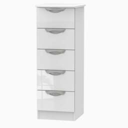 Colton 5 Drawer Tallboy - 5 Drawer Tallboy - WGW - White Gloss & White
