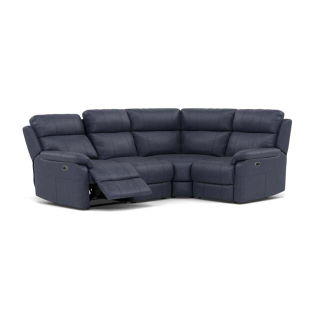 Fara Small Corner Recliner Sofa - Combination 5 2 Corner 1 with 2 Power Recliners Fabric - Left Hand Facing - Power Recliner with USB - BFA-BLJ-08 PACIFIC BLUE - image 1