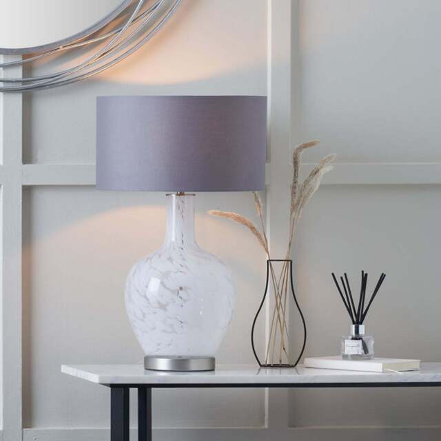 Aurora Speckled White Glass Table Lamp - Aurora Speckled White Glass Table Lamp - image 1
