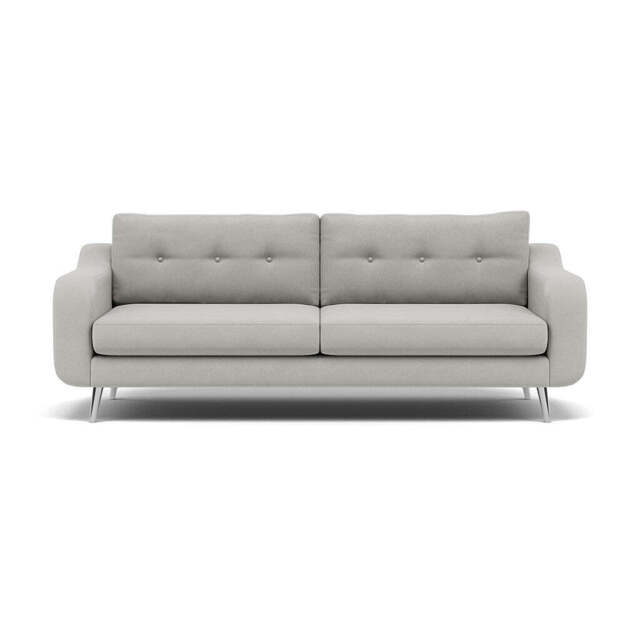 Phoebe 4 Seater Sofa - Extra Large Sofa Standard Back Grade B - Plush Velvet Silver / Chrome - image 1