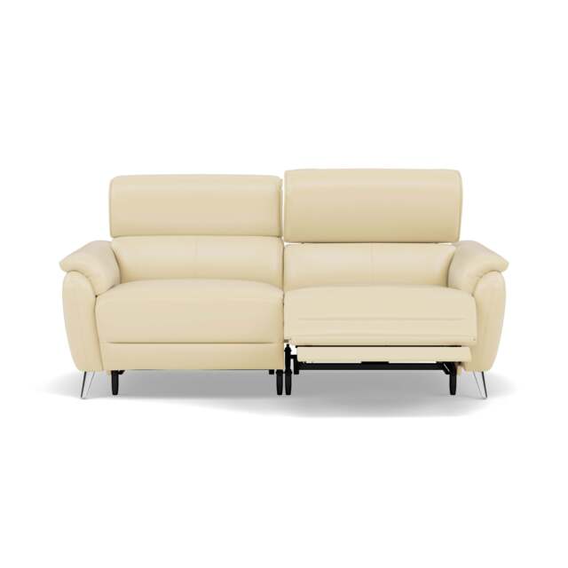 Sol 3 Seater Recliner Sofa - 3 Seater Power Recliner Sofa with Head Tilt Cat 60 - Cat-60/02 Montana Cool Cream - image 1