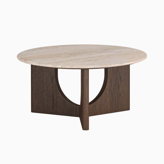Sonoma Stone Topped Coffee Table - Coffee Table Oak / Travertine - image 1