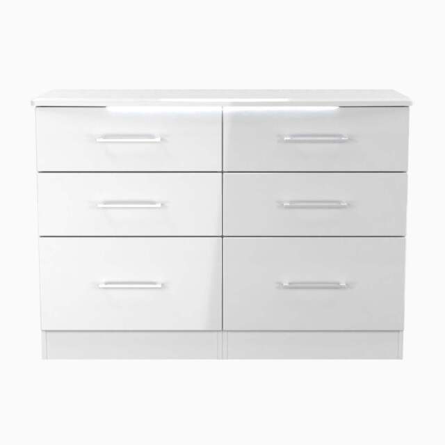 Portland 6 Drawer Midi Chest - 6 Drawer Midi Chest - WGW - White Gloss & White - image 1