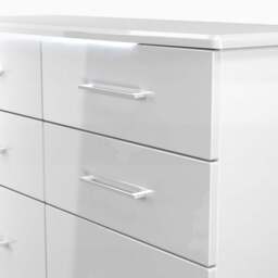 Portland 6 Drawer Midi Chest - 6 Drawer Midi Chest - WGW - White Gloss & White - thumbnail 4