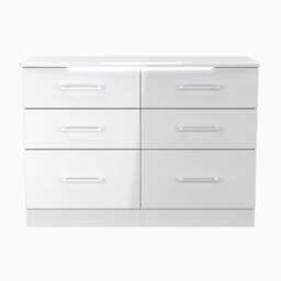 Portland 6 Drawer Midi Chest - 6 Drawer Midi Chest - WGW - White Gloss & White