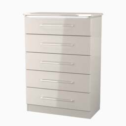 Portland 5 Drawer Chest - 5 Drawer Chest - WGW - White Gloss & White - thumbnail 8