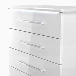 Portland 5 Drawer Chest - 5 Drawer Chest - WGW - White Gloss & White - thumbnail 4