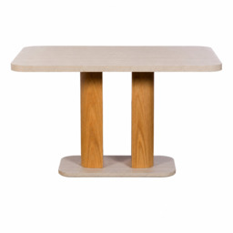 Axis 135cm Dining Table - 135cm Dining Table Travertine Effect / Oak - thumbnail 1