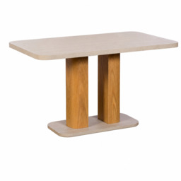 Axis 135cm Dining Table - 135cm Dining Table Travertine Effect / Oak - thumbnail 2