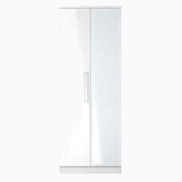 Portland Tall Double Mirror Wardrobe - Tall Double Mirror Wardrobe - WGW - White Gloss & White - thumbnail 1