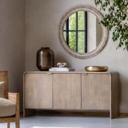 Colonna Sideboard - 3 Door Sideboard Natural Mango Wood / Brass - thumbnail 2