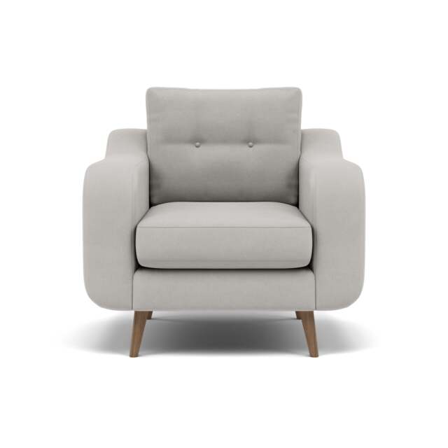 Phoebe Armchair - Chair Grade B - Plush Velvet Silver / Weathered Oak - image 1
