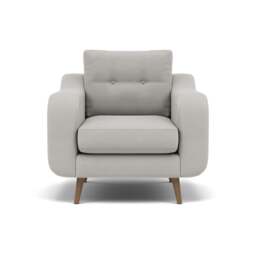 Phoebe Armchair - Chair Grade B - Plush Velvet Silver / Weathered Oak - thumbnail 1