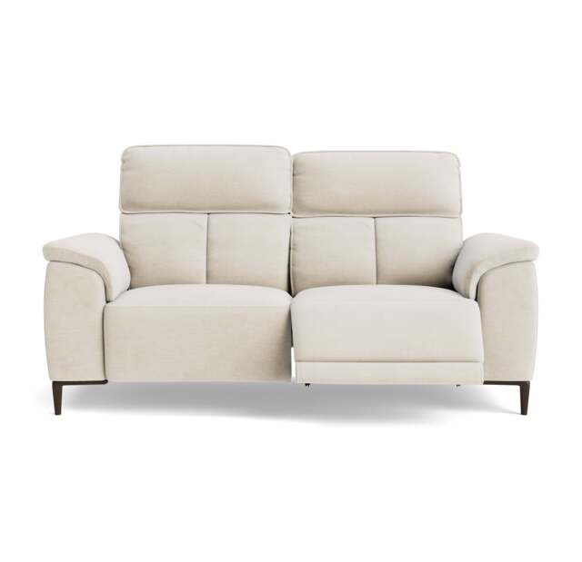 Loma Small 3 Seater Recliner Sofa - 2.5 Seater Sofa with 2 Power Recliners (Compact) USB Fabric - Power Recliner with USB - FAB-NTS - 01 CREAM - image 1