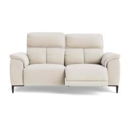 Loma Small 3 Seater Recliner Sofa - 2.5 Seater Sofa with 2 Power Recliners (Compact) USB Fabric - Power Recliner with USB - FAB-NTS - 01 CREAM - thumbnail 1