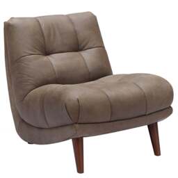 Lola Accent Chair - Accent Chair Voyager Leather - Feet: 190mm Antique Walnut / VOYAGER Y-1786 Smoke Green