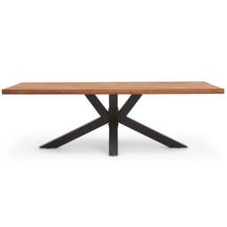 Raindale Dining Table - Dining Table 240cm Dark Oak / Star Metal Legs - 240cm