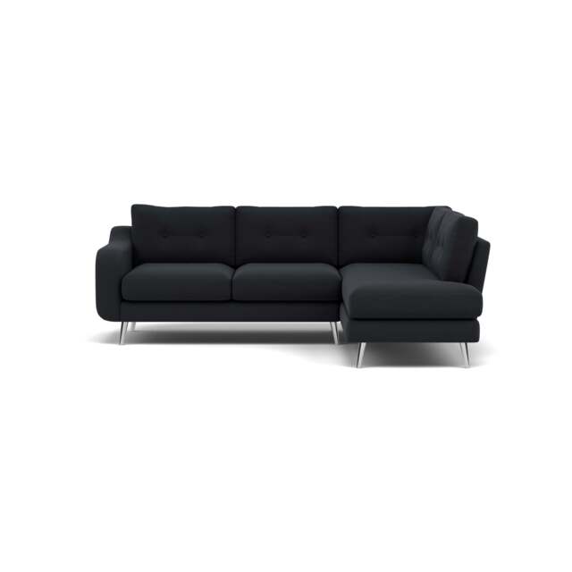 Phoebe Corner Sofa - Corner Group RHF Grade B - Right Hand Facing - Plush Velvet Charcoal / Chrome - image 1