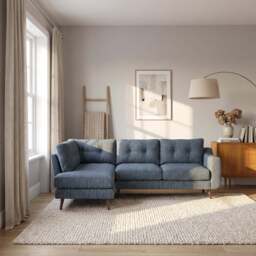 Phoebe Corner Sofa - Corner Group RHF Grade B - Right Hand Facing - Plush Velvet Charcoal / Chrome - thumbnail 2
