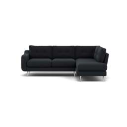 Phoebe Corner Sofa - Corner Group RHF Grade B - Right Hand Facing - Plush Velvet Charcoal / Chrome - thumbnail 1