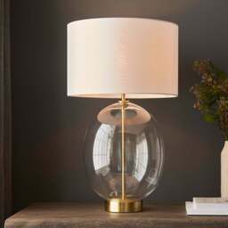 Kelda Oval Table Lamp - DHD Kelda Oval Table Lamp Satin Brass Vintage White - thumbnail 3