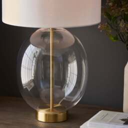 Kelda Oval Table Lamp - DHD Kelda Oval Table Lamp Satin Brass Vintage White - thumbnail 2