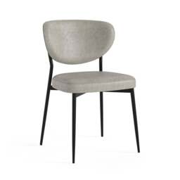 Lola Pair of Grey Dining Chairs - Lola Chair - Pair Grey Leather Look - thumbnail 2