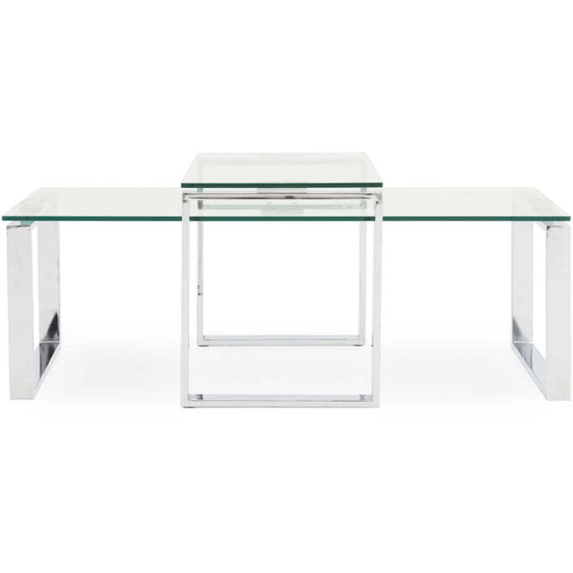 Paloma Coffee Table - Coffee Table Set Clear Glass/Chrome - image 1