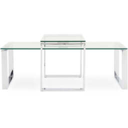 Paloma Coffee Table - Coffee Table Set Clear Glass/Chrome