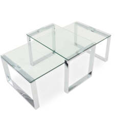 Paloma Coffee Table - Coffee Table Set Clear Glass/Chrome - thumbnail 4
