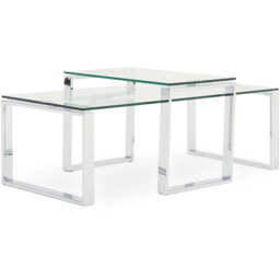 Paloma Coffee Table - Coffee Table Set Clear Glass/Chrome - thumbnail 3