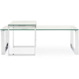Paloma Coffee Table - Coffee Table Set Clear Glass/Chrome - thumbnail 2